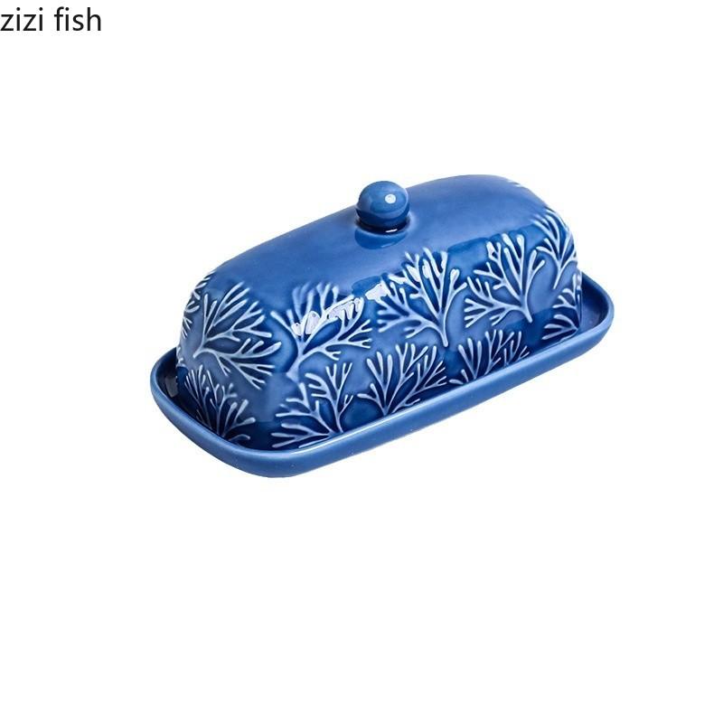 Ceramic Butter Box Dessert Plate with Lid Butter Dish Cheese Box Dim Sum Dish Snack Bowl Fruit Plate Cake Tray Butters Tray