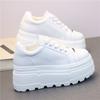 Fashion 8CM Leather Flats Casual Dad Shoes Chunky Sneakers 2025 Women Platform Sports Shoes Ladies Skateboard Hidden Heels Shoes Tennis