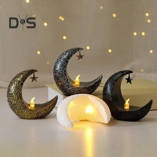 Mini Ramadan Moon Light Ramadan Decoration Soft Glow Battery Powered Eid Ramadan Candle Light Nightstand Decor
