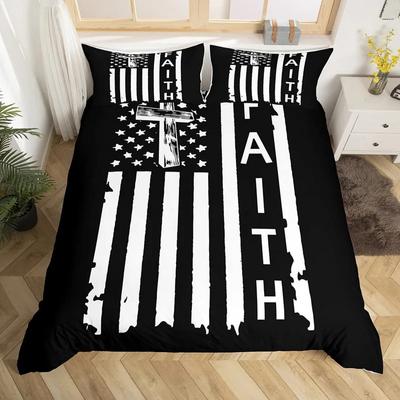 Set Copripiumino 3D Gesù Set Biancheria da Letto in Poliestere Cristiano Sacro Gesù Copripiumino a Croce Adatto per Cristiano Gesù Re