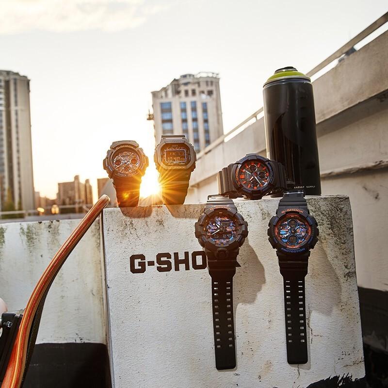 Casio G-Shock Series × City Battle Theme Series Night Battle Red Blue Black Color Block Pointer Quartz Movement Men Watches AWG-M100SCT-1APR