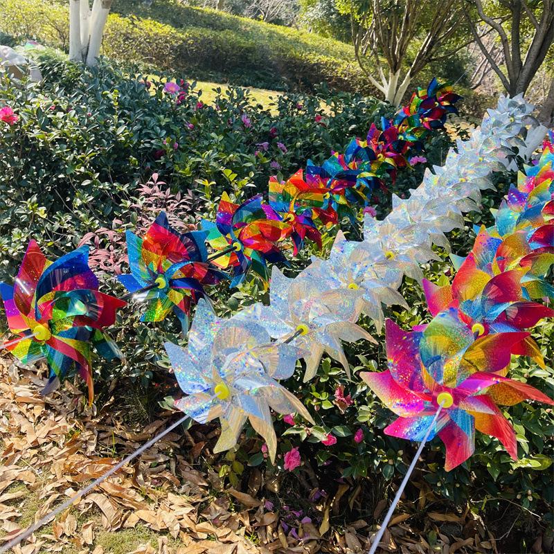 Eight-Leaf Laser Color-Changing Windmill String with Steel Wire Rope for Outdoor Hanging Decoration in Scenic Spots and Shopping Malls