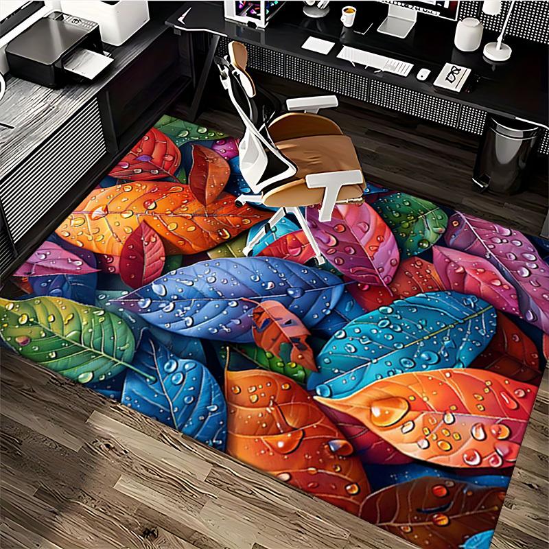 1 Stück bunte Blattdesign-Stuhlmatte - Festliches Geschenk für Bürostühle, rutschfester Teppich für die Heimdekoration, geeignet für alle Jahreszeiten und Räume.P029