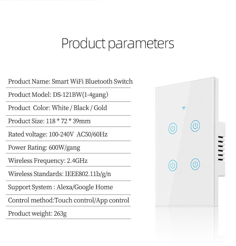 US/AU Graffiti Smart WiFi Touch Switch with Neutral Wire, Voice Control Via Alexa & Google