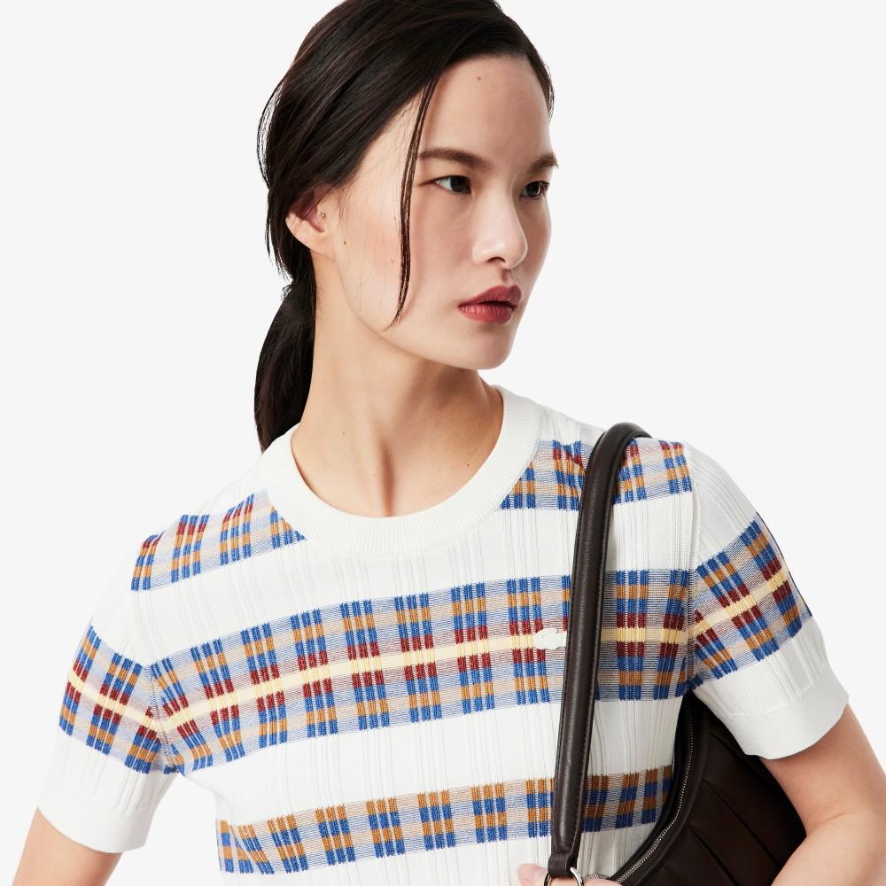 Lacoste Women's Pleated Rib Short-Sleeve Sweater AF7961-55N6QI