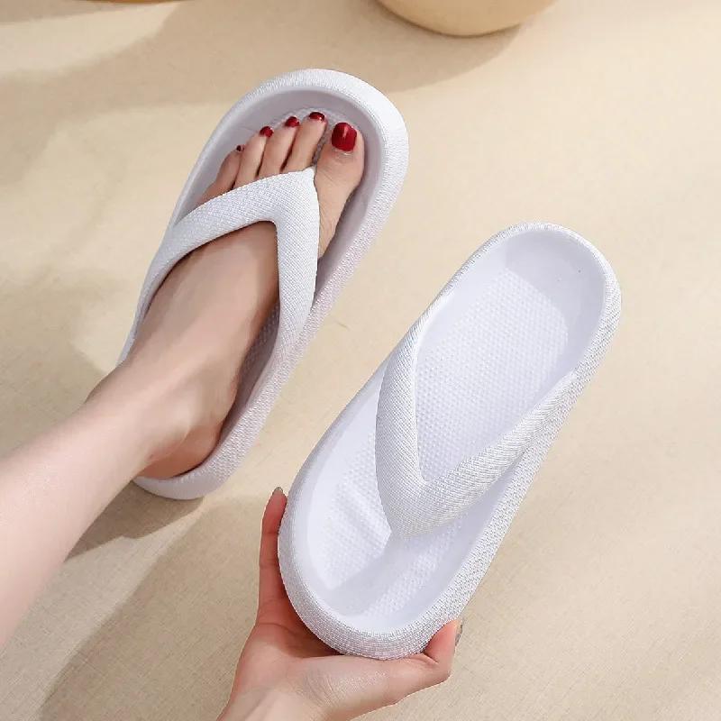 Fashion Fashion Eva Platform Flip Flops for Women 2025 Summer Non Slip Beach Slides Sandals Woman Light Soft Sole Bathroom Home Slippers