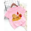 European sizes Children's Cartoon French Fries Potato Print T-Shirt for Boys and Girls, Summer Casual Round Neck Short Sleeve Top