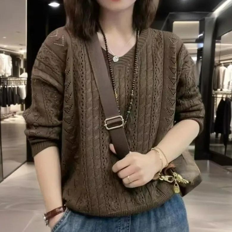 

Мятный Mambo Мужской весенне-осенний ажурный свитер плюс свитер тонкой вязки 6XL коричневый