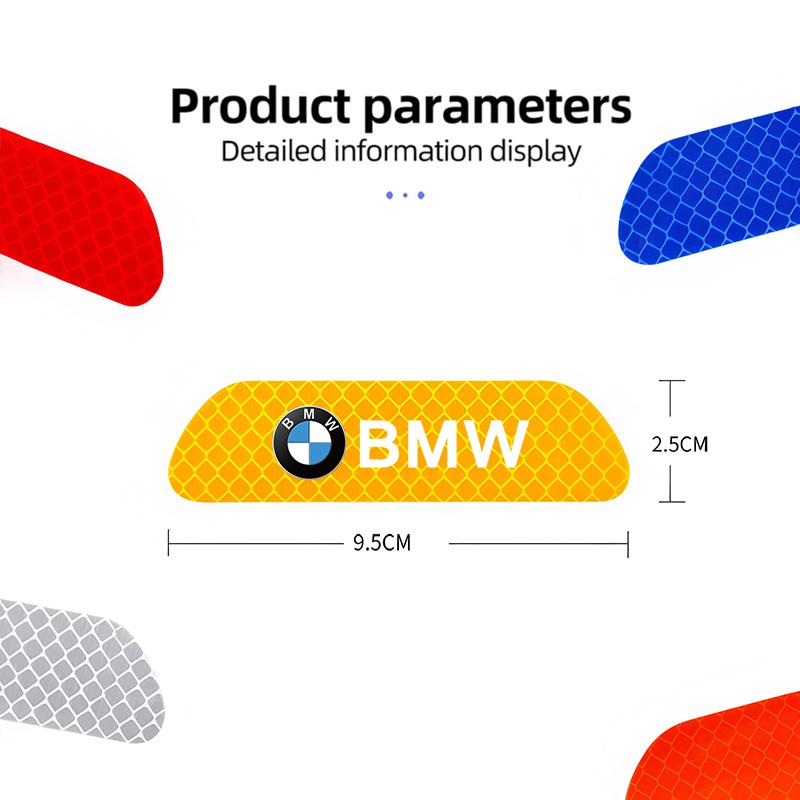 4Pcs Car Door Warning Sticker Night Reflective Decal For BMW E46 E90 E60 F30 F10 E39 E36 F20 G20 G30 E92 E87 E91 X5 E70 F11 E30 YF6