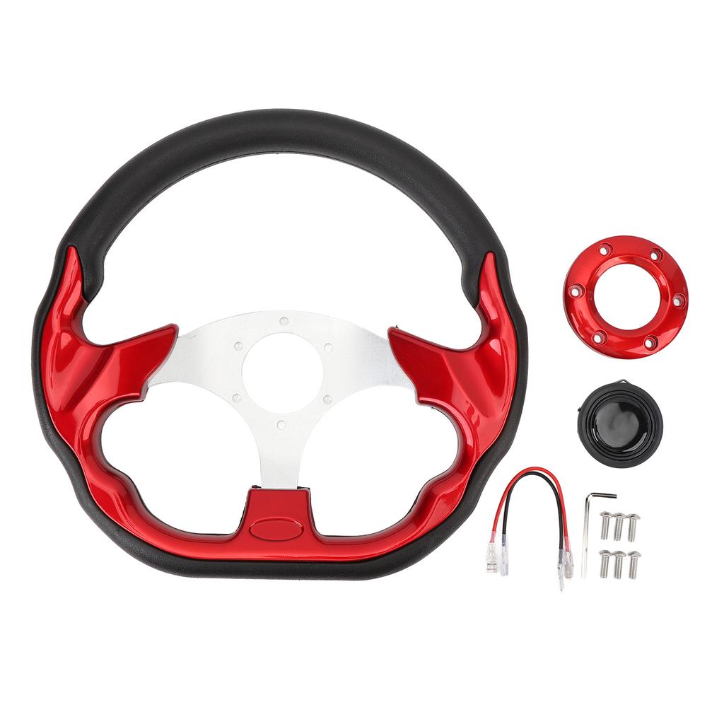 Volan auto 13 inch PU aspect elegant rezistent la impact aderență îmbunătățită instalare ușoară direcție de curse