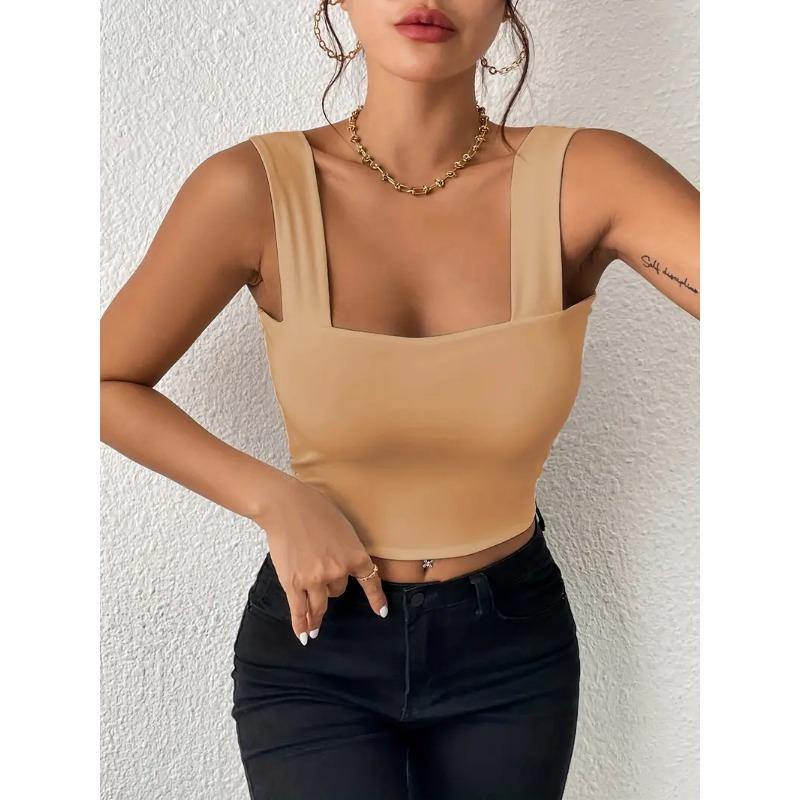 Summer New Women's Camisole Sexy Slim Hot Girl Wide Shoulder Strap Sleeveless Top