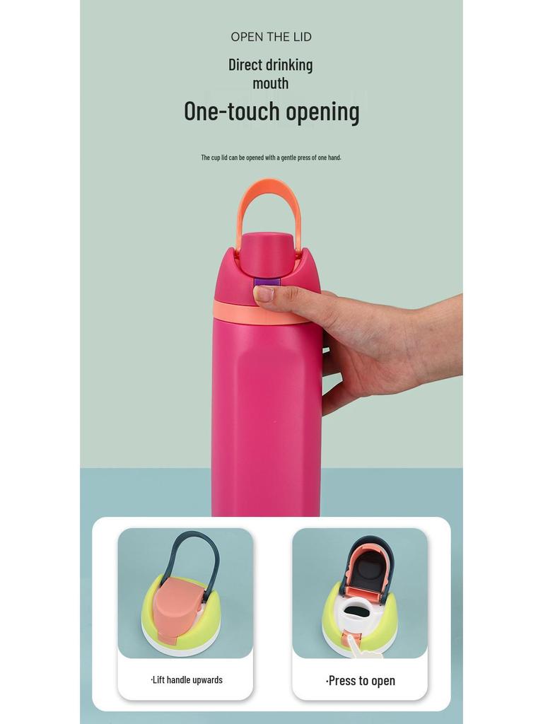 Venkovní kelímek na dva nápoje z nerezové oceli 304 s izolací a brčkem - Makronkové barvy, Velký objem