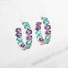 Fashion Simple Statement Geometric Earrings Designer Creative Circle Dangle 2022 Summer Trend Colorful Cubic Zirconia Earings
