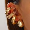 Chic European & American Oval Hollow Electroplated Ear Clip Earrings