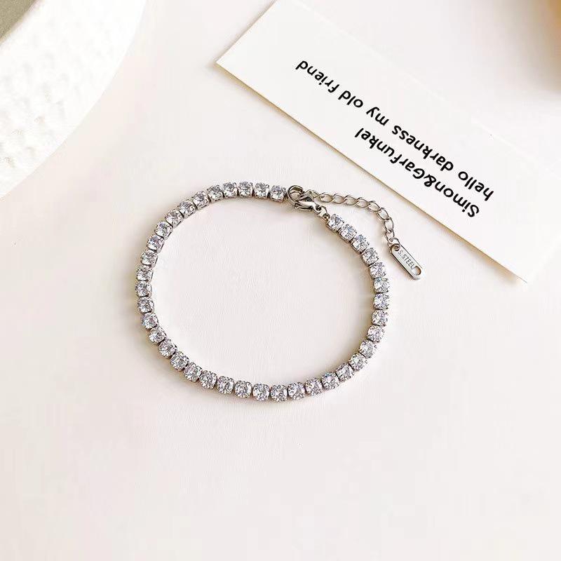 Elegant Titanium Steel Diamond Bracelet - High-End European & American Style