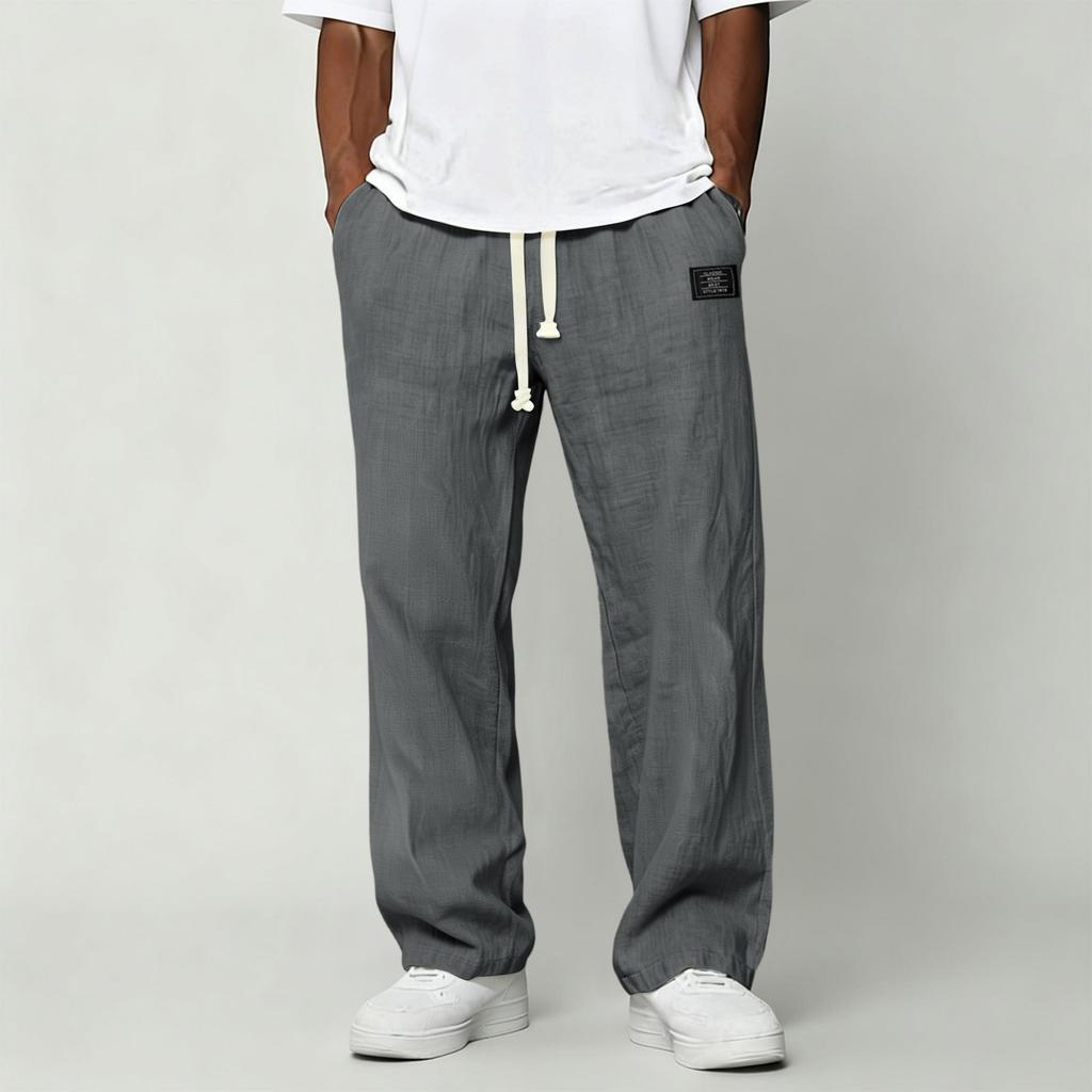 Men's Casual Cotton Linen Pants | Elastic Drawstring Waist Loose Fit Lightweight Summer Pants For Beach & Home Wear