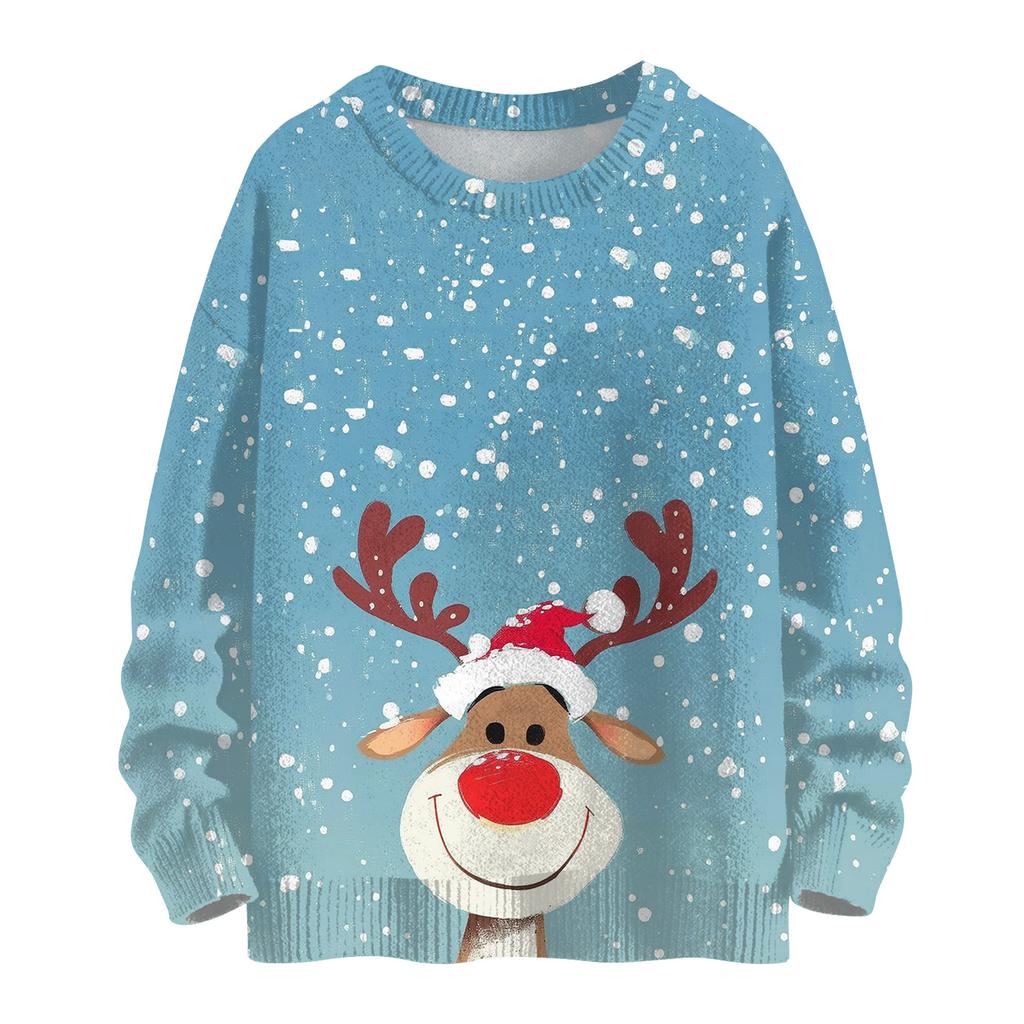 Women's Casual Long Sleeve Woolen Christmas Sweatshirt Fall  Vacation Long Sleeve Pullover