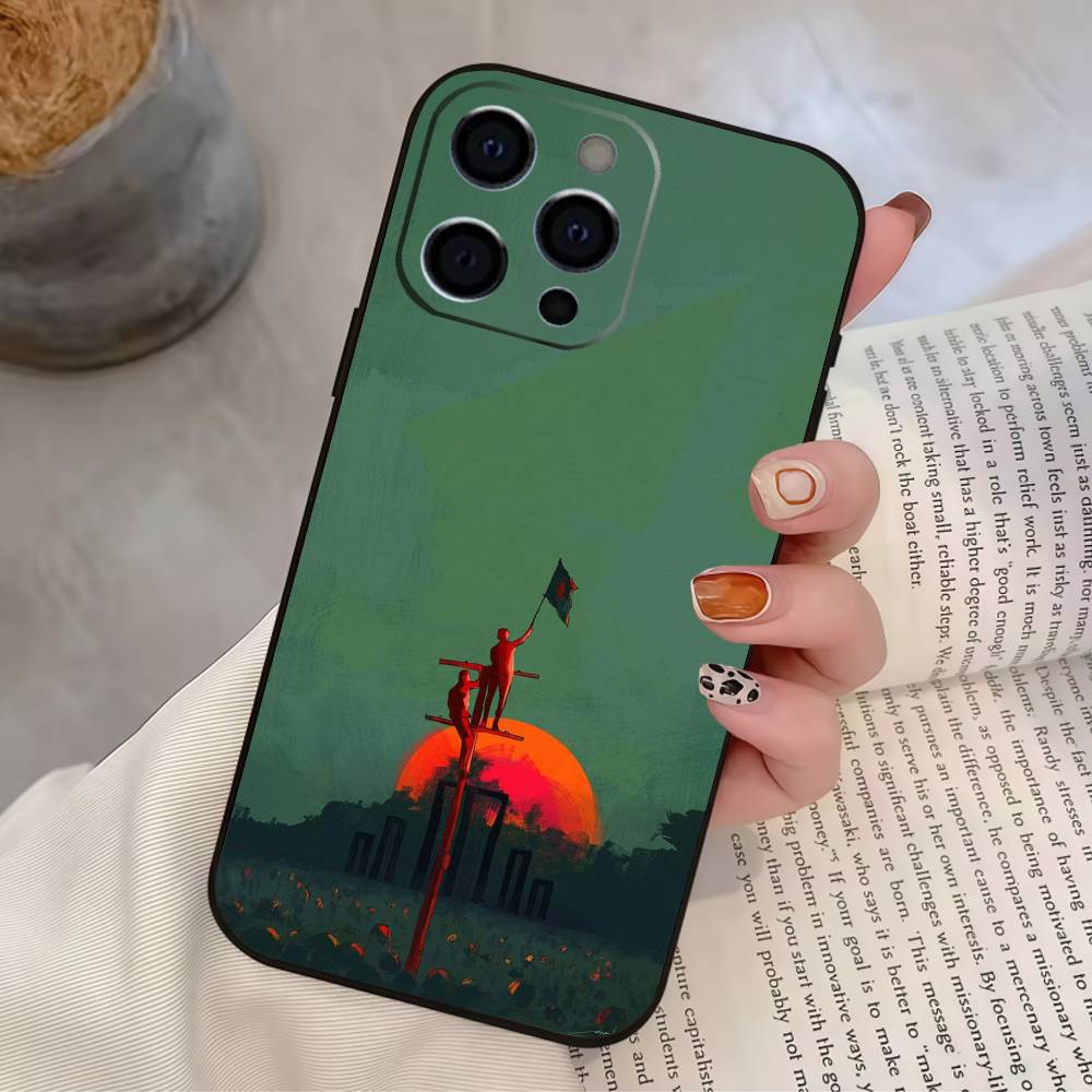 B-Bangladesh Flag Phone Case For iPhone 17,16,15,14,13,12,11 Plus,Pro Max,XS,Soft Silicone Black Cover