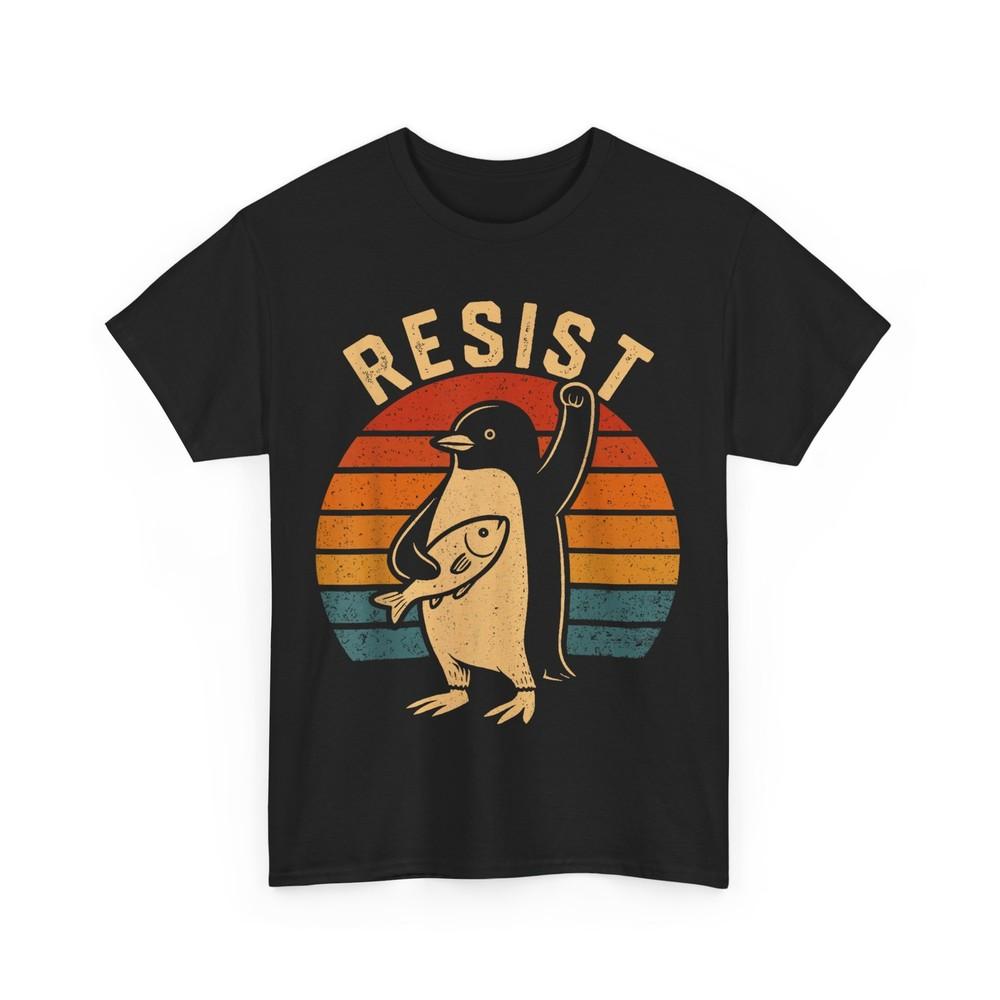 Resist Penguin Activism Shirt, Penguins Protest Against Tariffs Vintage Shirt