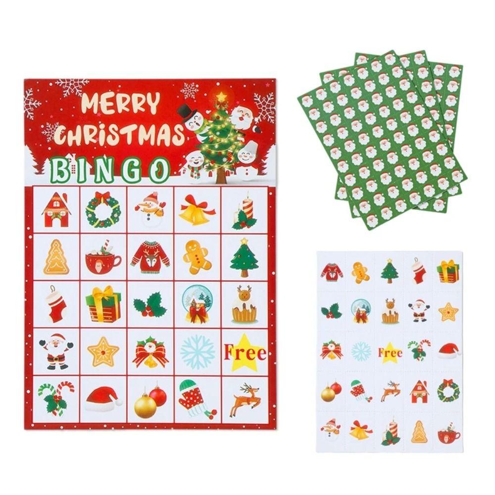 Reward Stickers Christmas Bingo Game Reusable Bingo Toys Set Children Gifts