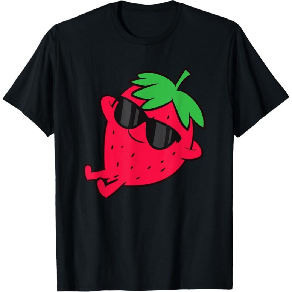Cute Strawberry Fruit Relaxing Lazy Strawberry T-Shirt S