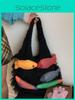 Knitted Cotton Shoulder Bag With Open Top Design For Daily Use And Spacious Storage
