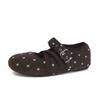 French Retro Polka Dot Mary Jane Shoes Women's Autumn New French Flat-bottomed Shallow Mouth Strap Ballet Shoes