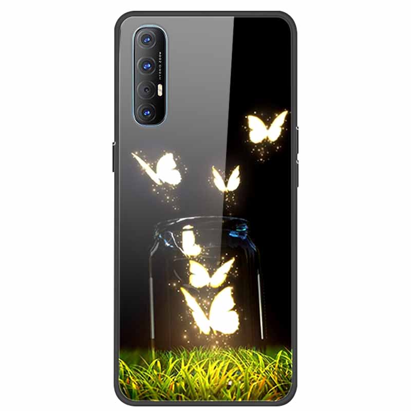 Glass Case For Oppo Reno 3 Pro 5G Case Soft Bumper Hard Tempered Glass Back Cover For Oppo Reno3 Pro 2019 Phone Case Funda Bag