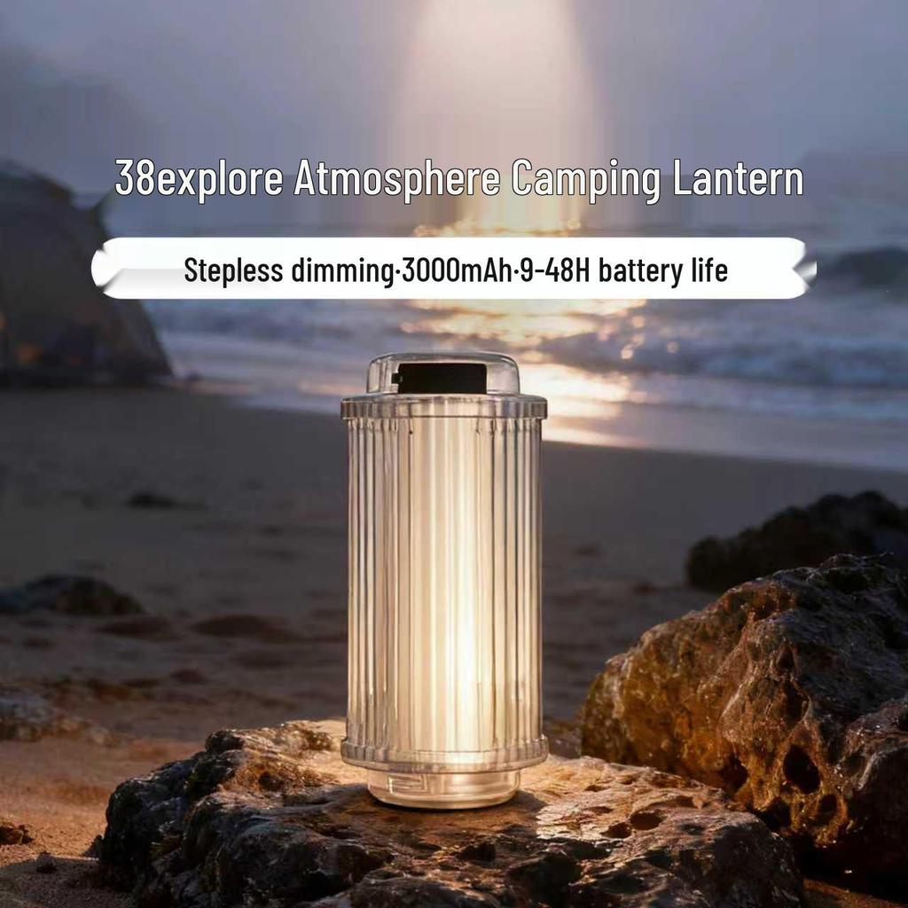 Portable 38Explore LED Camping Lamp - Rechargeable with Long Battery Life & Transparent Design