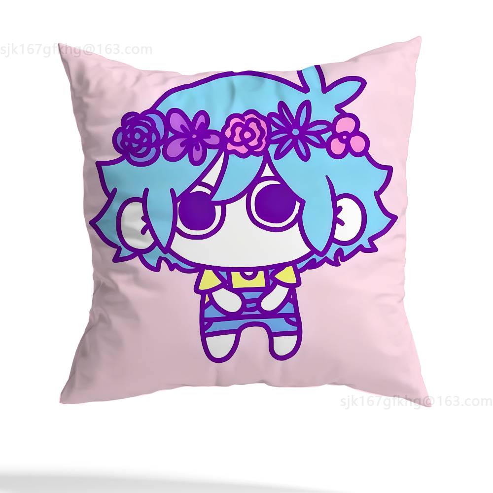 O-Omori Game Pillow Case Square Double-Sided Printing Short Plush Sofa Cushion Cover Bedroom Bedside Pillow