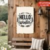 Rustic Hello Winter Metal Sign Farmhouse Porch Garden Wall Decor Christmas Fence Hanging