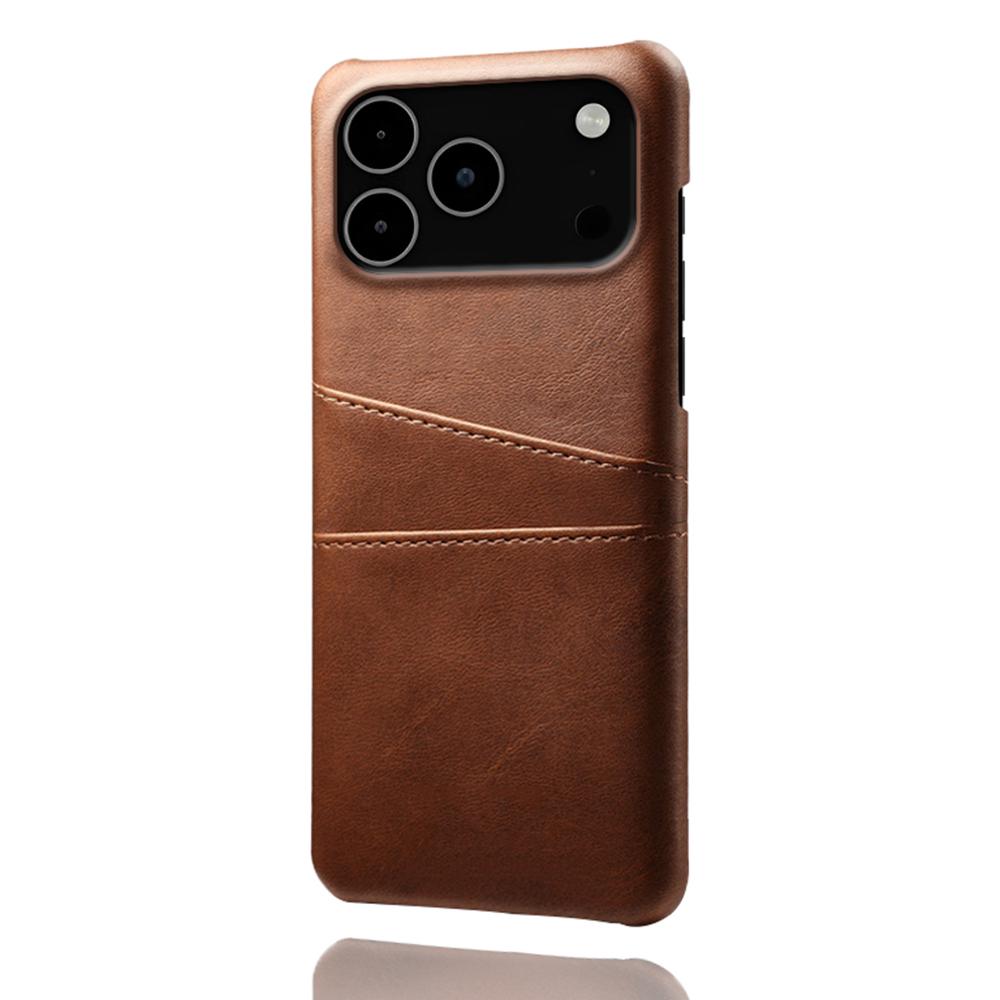 For iPhone 17 Pro Max Case Dual Card Slots PU Leather + Hard PC Phone Cover