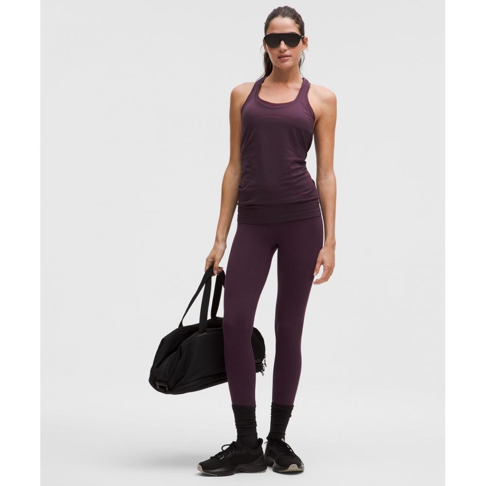 Lululemon Swiftly Tech Racerback Tank Top 2.0  Hip Length Spandex Stripe Plum Indochine Blue