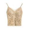 Women's Lace Camisole with Built-In Bra, Fleece-Lined, Sexy Slim-Fit for Autumn/Winter