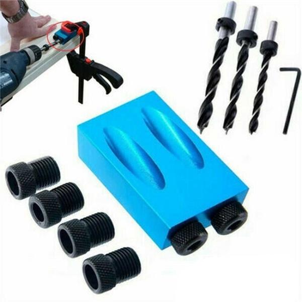 Pocket Hole Jig Kit Screwdriver Step Drill Bit Woodworking Joinery Tool Set