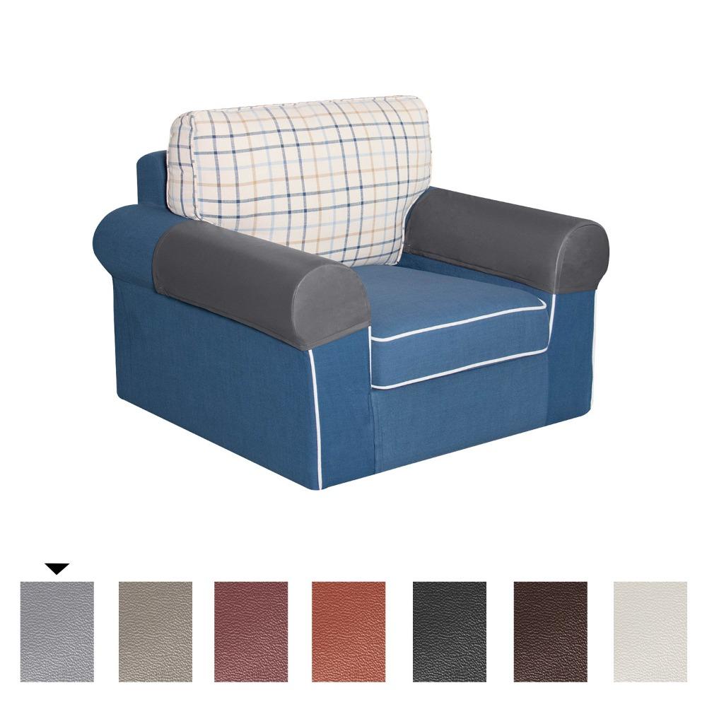 Elastic 2pc/set PU Leather Sofa Covers Waterproof Sofa Armrest Couch Covers For Couch Chair Arm Protectors Slipcover Stretchy