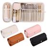 Travel Makeup Brush Bag Roll Up Makeup Brush Organizer 12 Slots Makeup Brush Case with Zipper Pocket for Cosmetic Essentials Makeup Brushes
