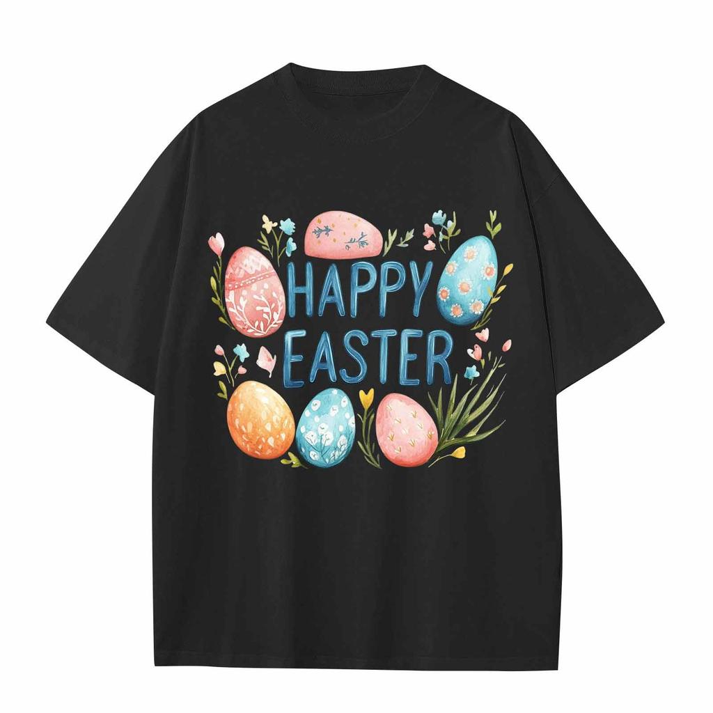 Pojkar och flickor Casual Lös Påsktryck T-shirt Rund Halsad Pullover Kortärmad Topp