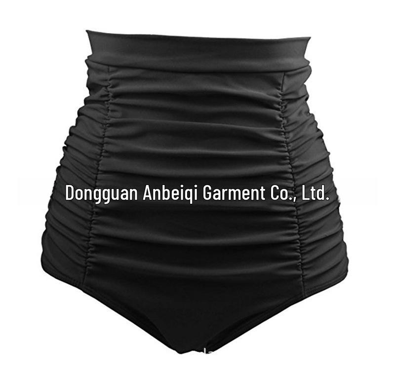 Women's European & American High Elastic Pleated Swimming Trunks - Conservative High Waist Triangle Style