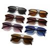  Fashion Double Bridges Square Men Luxury Sunglasses Retro Women Tea Gradient Shades UV400 Sun Glasses