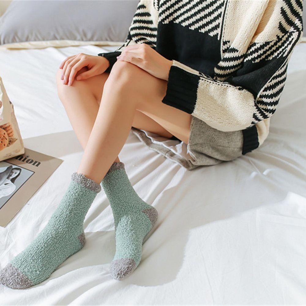 Candy Colors Winter Warm Plush Cashmere Sox Coral velvet socks Thickening Soft