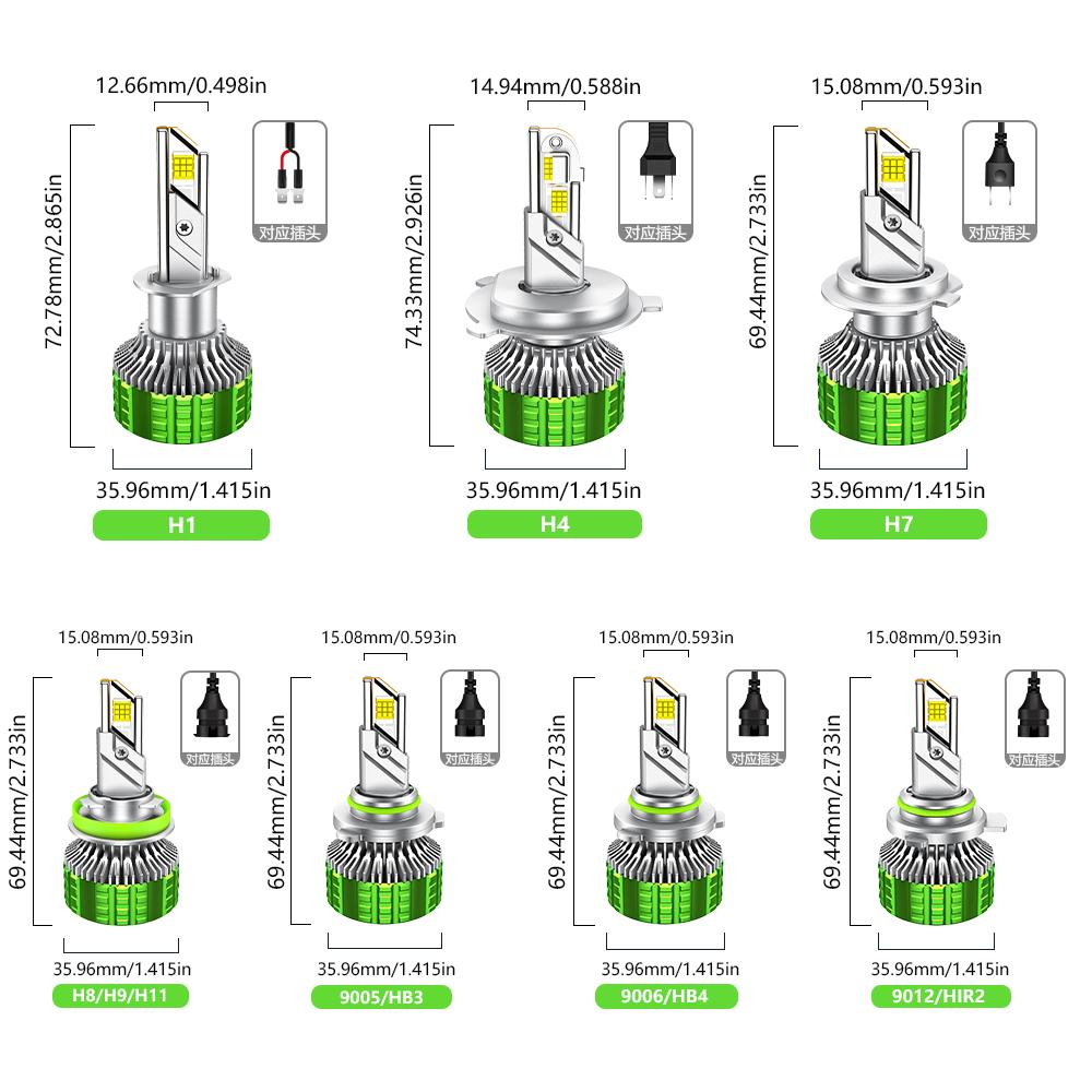

H4 H7 светодиодные фары лампы Canbus 7055 CSP LED H1 H11 9005 HB3 9006 HB4 H8 H9 9012 12V 24V Turbo Car Lights Headlamp 6500K 9012(HIR2)