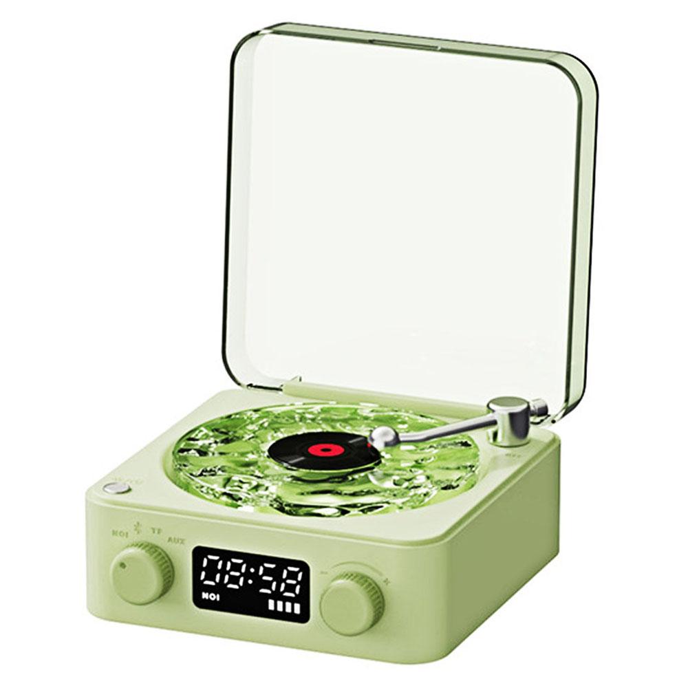 

Проигрыватель виниловых пластинок Беспроводной Bluetooth-совместимый динамик Помощь для сна с часами и проекционным светом Green