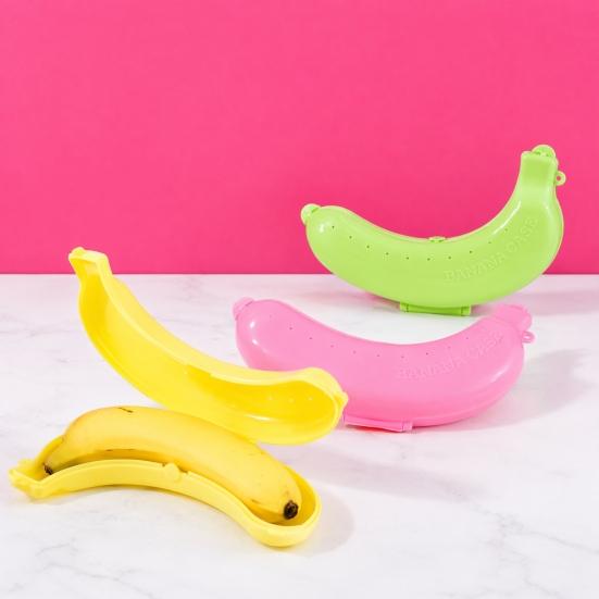 2PCS Banana Storage Box, Food Grade Plastic Banana Protector, with Vent Holes Portable Hard Shell Snap Closure Container, for Lunch Travel Camping