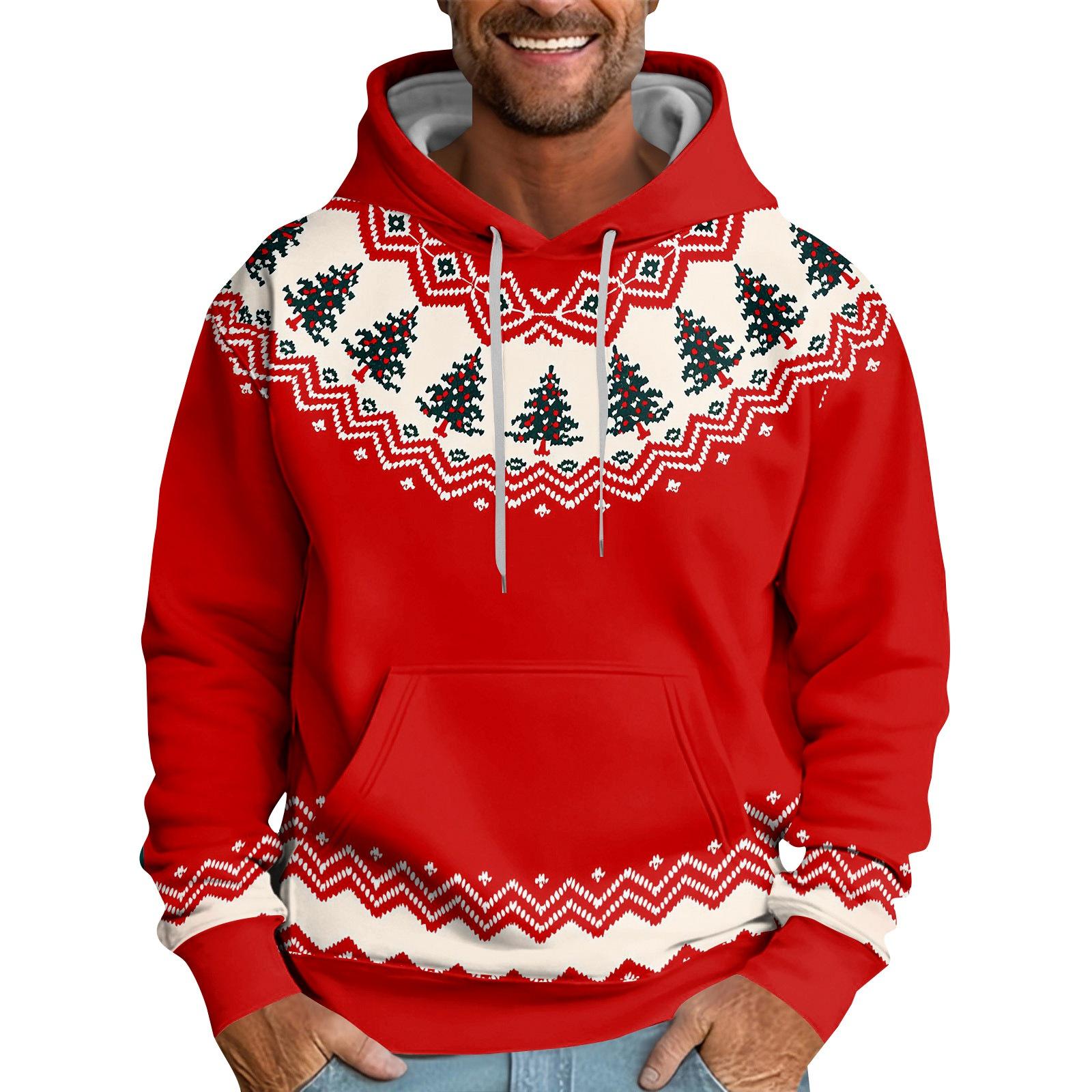 

Свободное мужское худи с рождественским принтом L красный