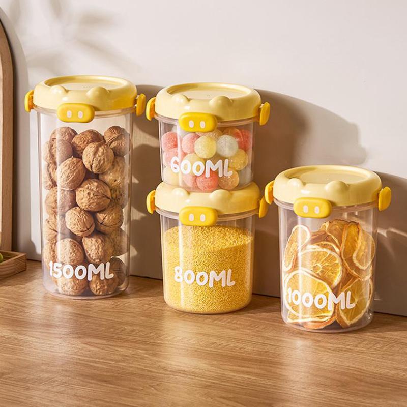 1Pcs Transparent Plastic Spice Jars With Plastic Cartoon Lid Airtight Spice Containers Empty Seasoning Jars For Spice Salt Sugar