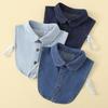 Children's Versatile Cotton Washed Denim Shirt With Fake Collar, Men's And Women's Baby Sweaters, Hoodies, Decorative Fake Collar
