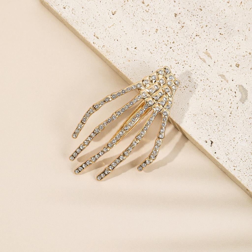 Diamond Skeleton Hand Duckbill Hairpin Halloween Alloy Hair Clips Valentine Headwear Girl Hair Accessories Festival Gift