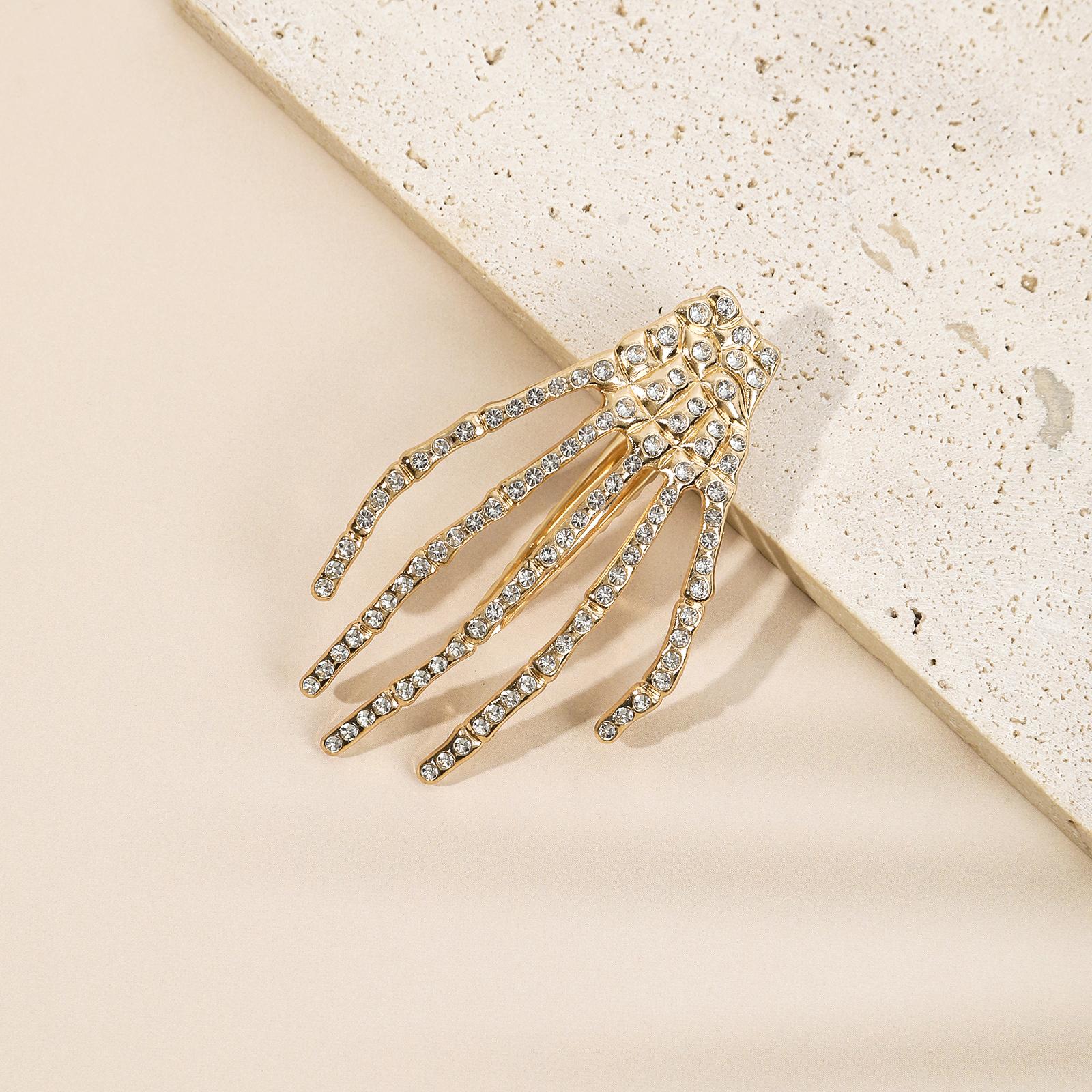

Diamond Skeleton Hand Duckbill Hairpin Halloween Alloy Hair Clips Valentine Headwear Girl Hair Accessories Festival Gift