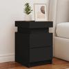 VidaXL Bedside Table with LED Lights, Bedside Cabinet with Storage, Nightstand, Night Cabinet, Modern, Black Wood 836751